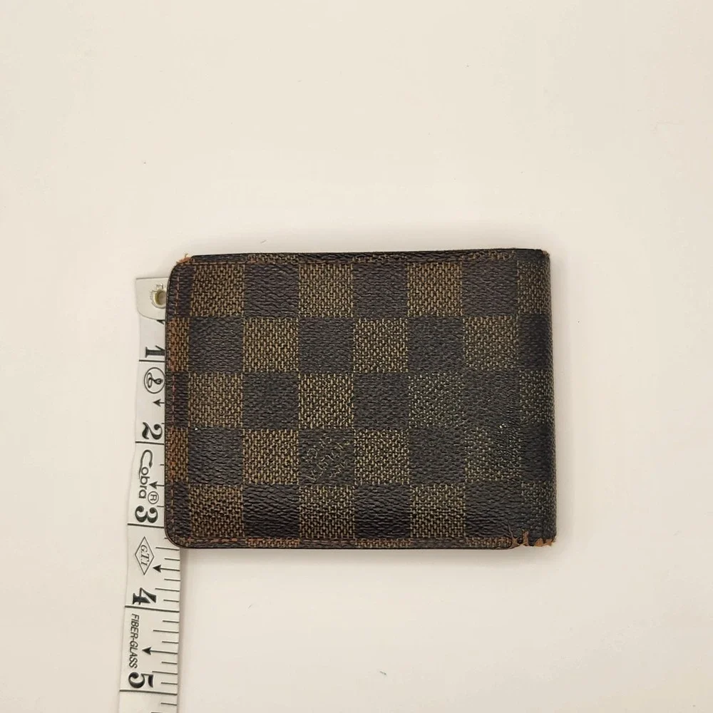 Authentic LOUIS VUITTON Damier Canvas Leather Multiple Bifold Wallet France